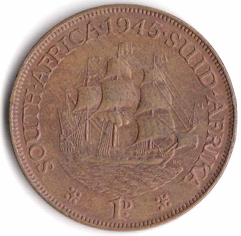 () Монета ЮАР (Южная Африка) 1945 год   &quot;&quot;   Серебрение  VF